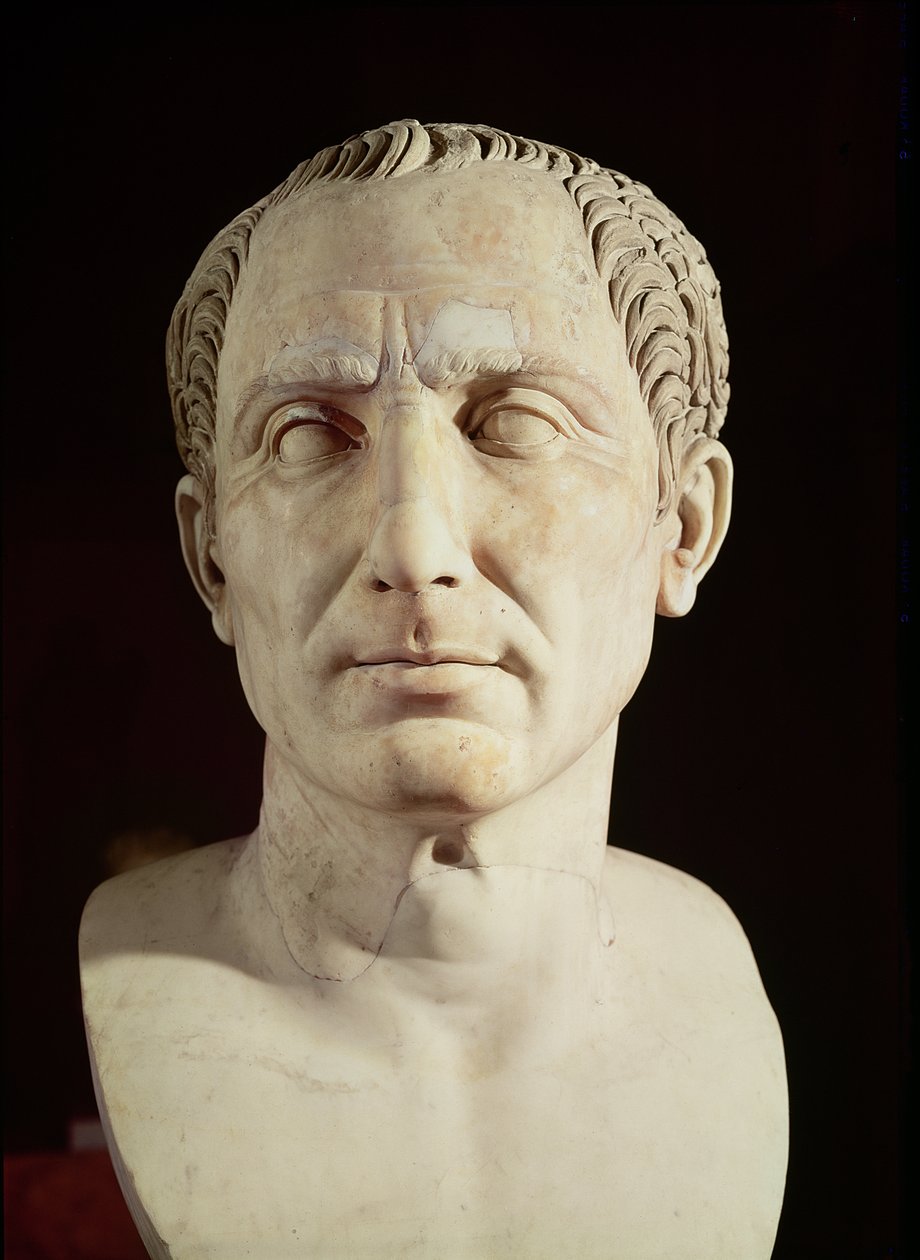 Byste av Julius Caesar (100–44 f.Kr.) (marmor) av Roman
