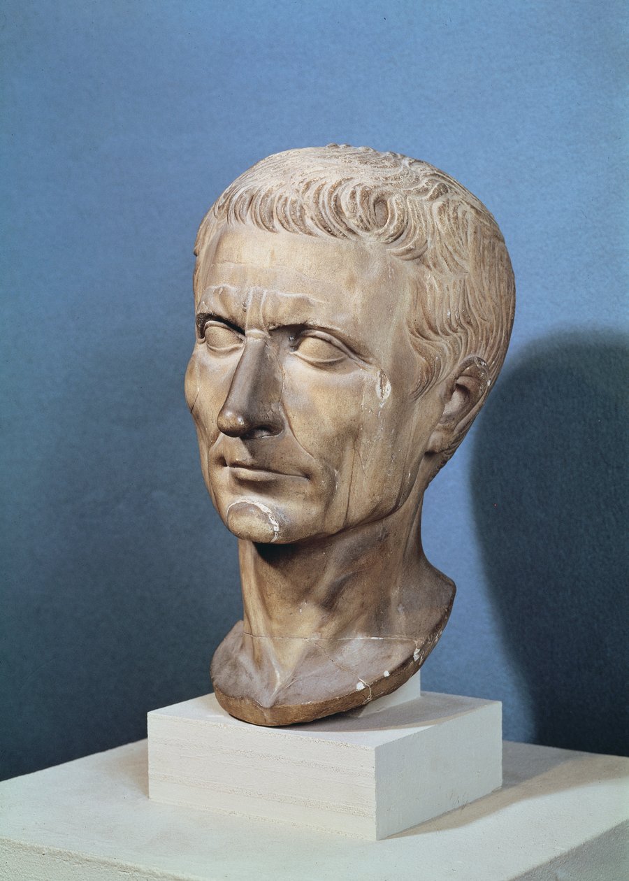 Byste av Julius Caesar (100–44 f.Kr.) (marmor) av Roman
