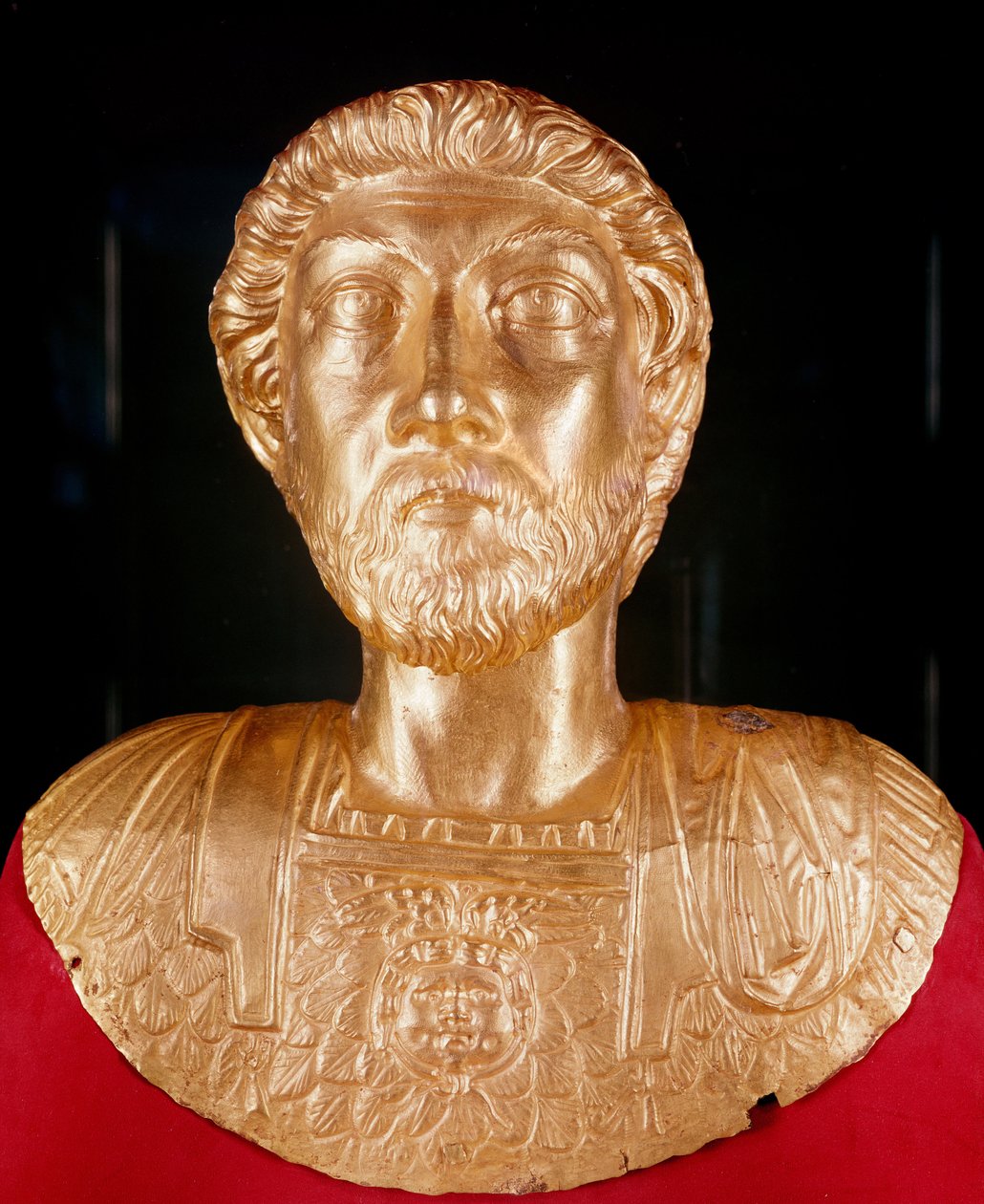 Byste av Marcus Aurelius (121–180 e.Kr.) (gull) av Roman