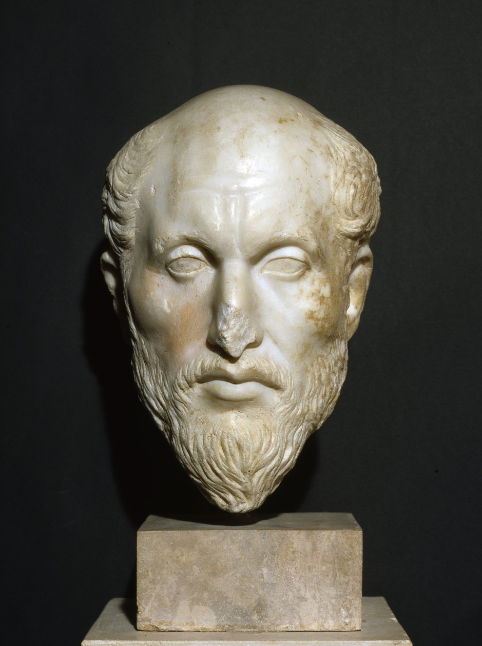 Byste av Plotinus, ca. 350-70 (marmor) av Roman