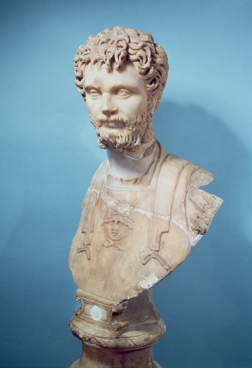 Byste av Septimius Severus (145-211) (marmor) av Roman