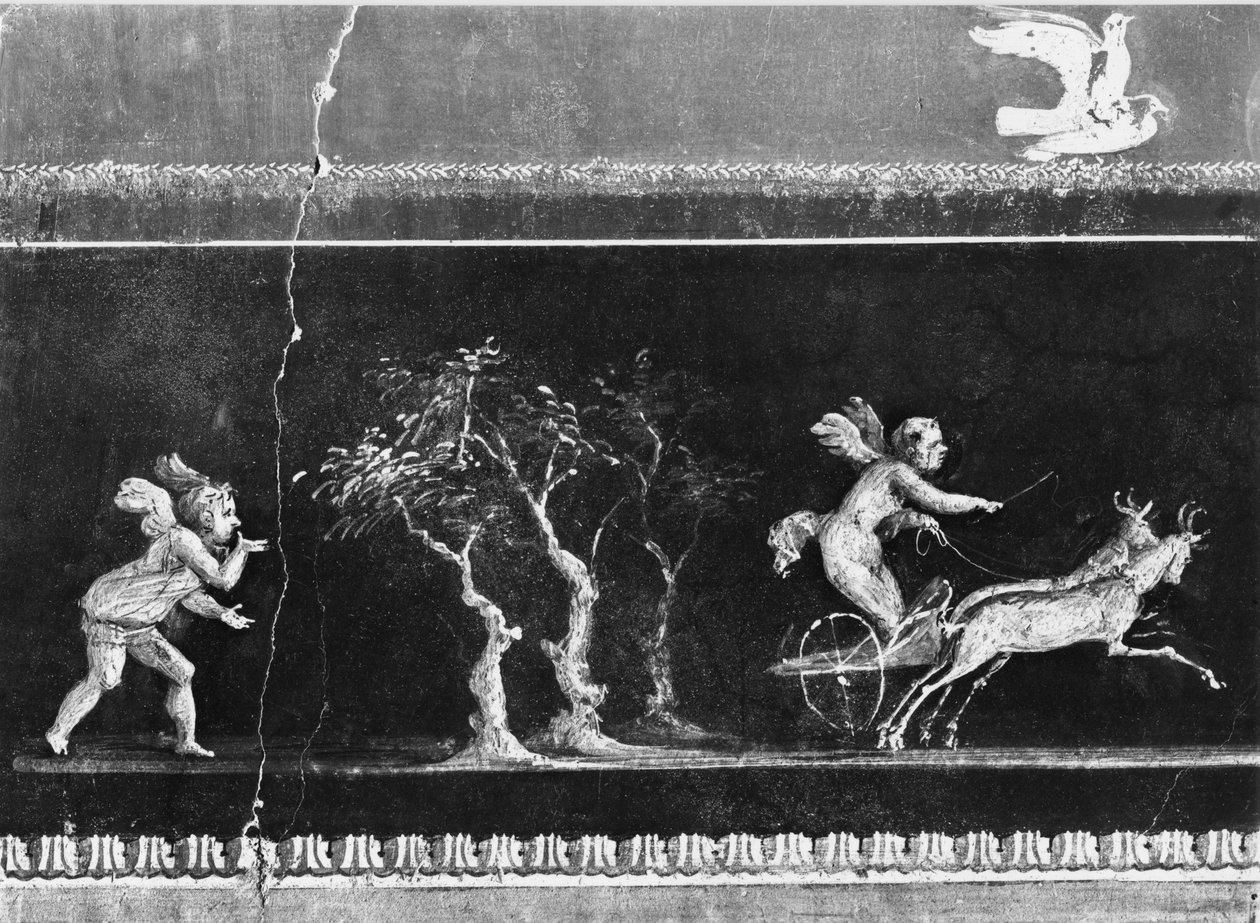 Kjeruber i strid med vogner, frise fra Oecus of the Casa dei Vettii (Hus of the Vettii) ca. 50-79 AD (se også 215431) av Roman