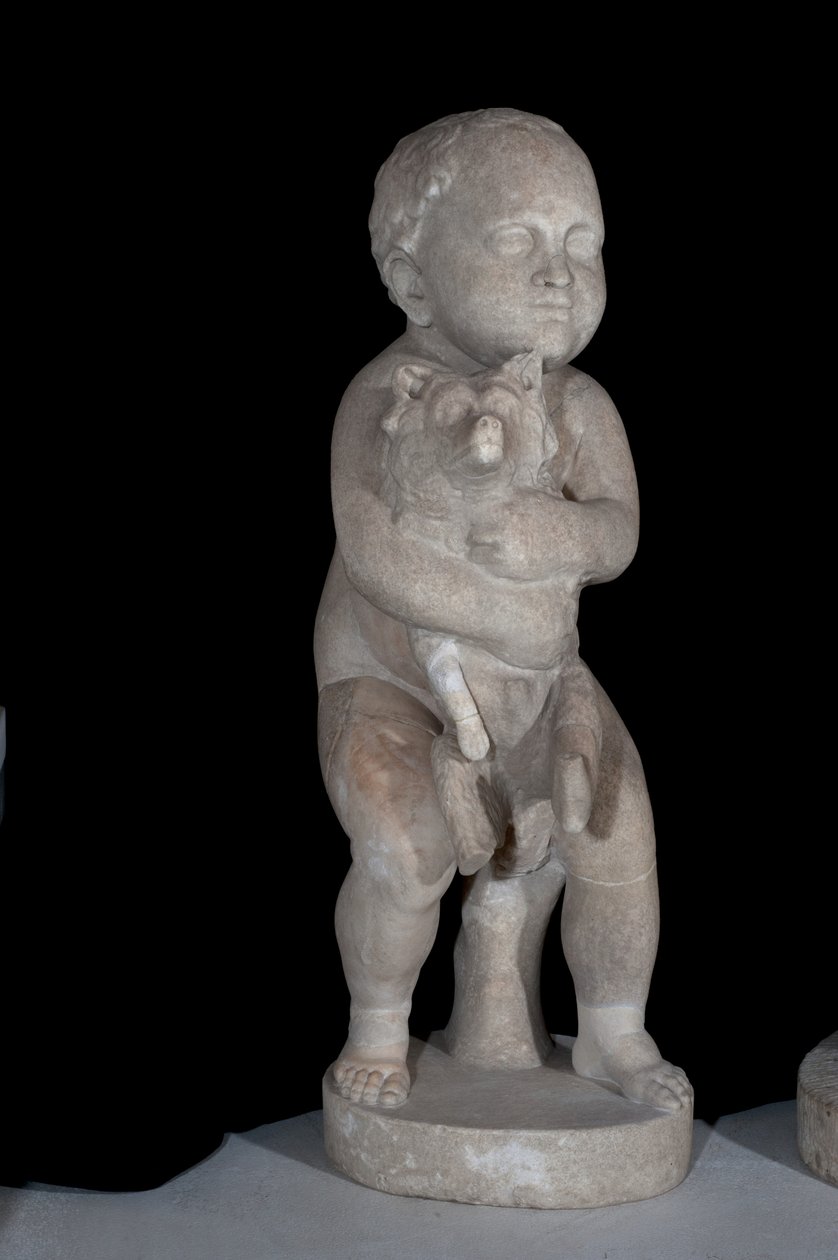 Barn med hund (marmor) av Roman