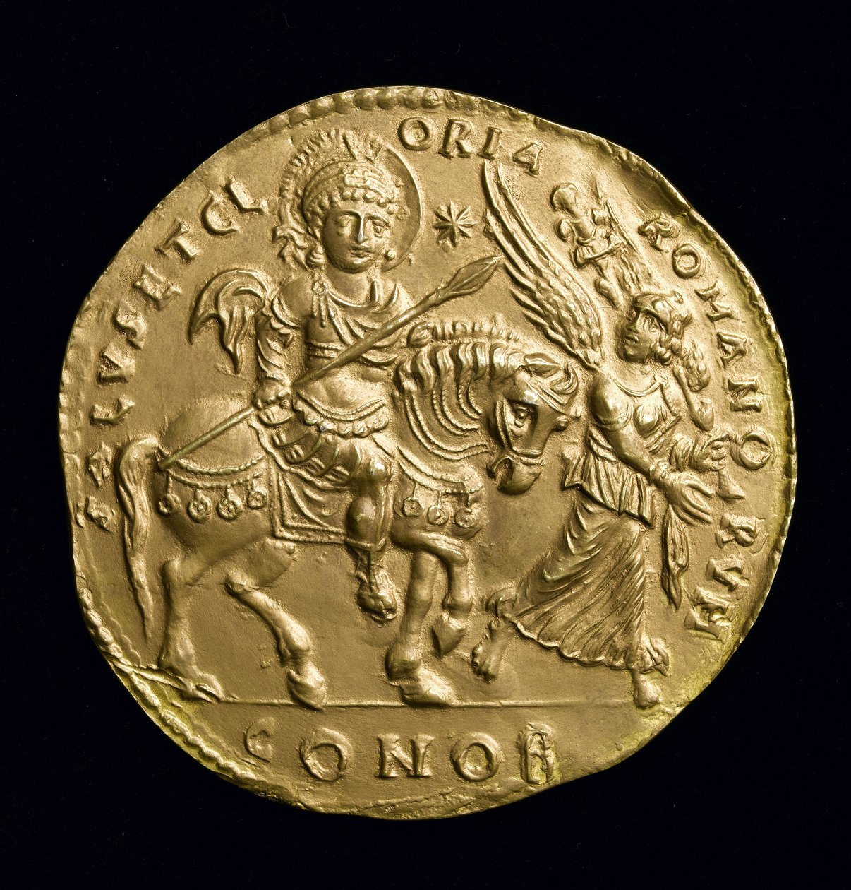 Kopi av den store gullmedaljen til Justinian I (527-65 e.Kr.) bakside, ca. 534 e.Kr. (elektrotype) (se 257495) av Roman
