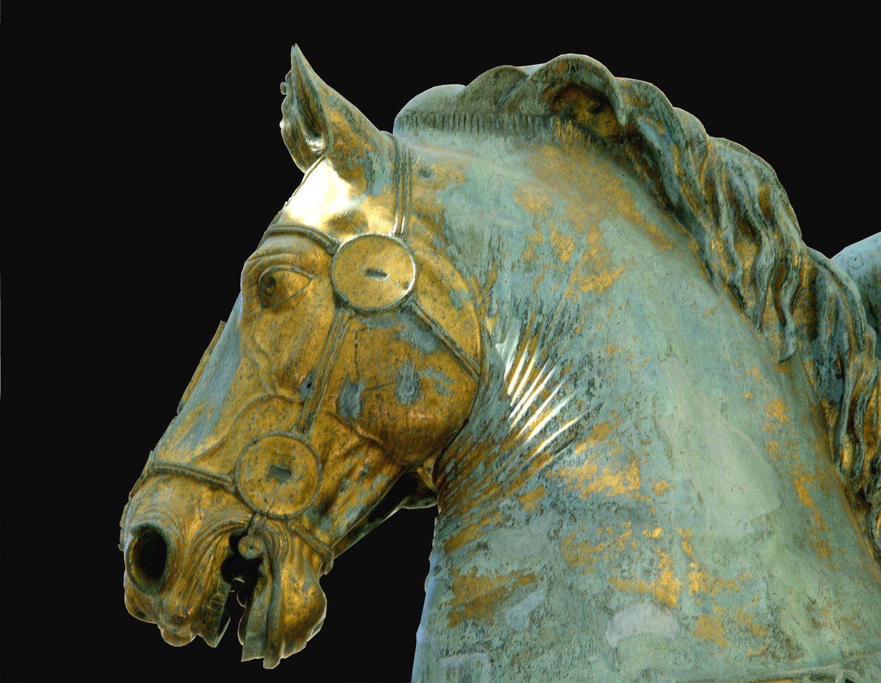 Detalj fra rytterstatuen av Marcus Aurelius (bronse) av Roman