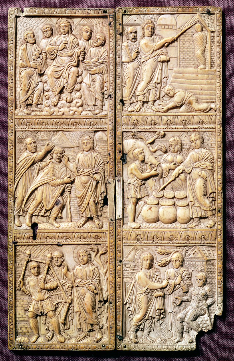 Diptyk som viser Kristi mirakler, ca. 450-460 e.Kr av Roman