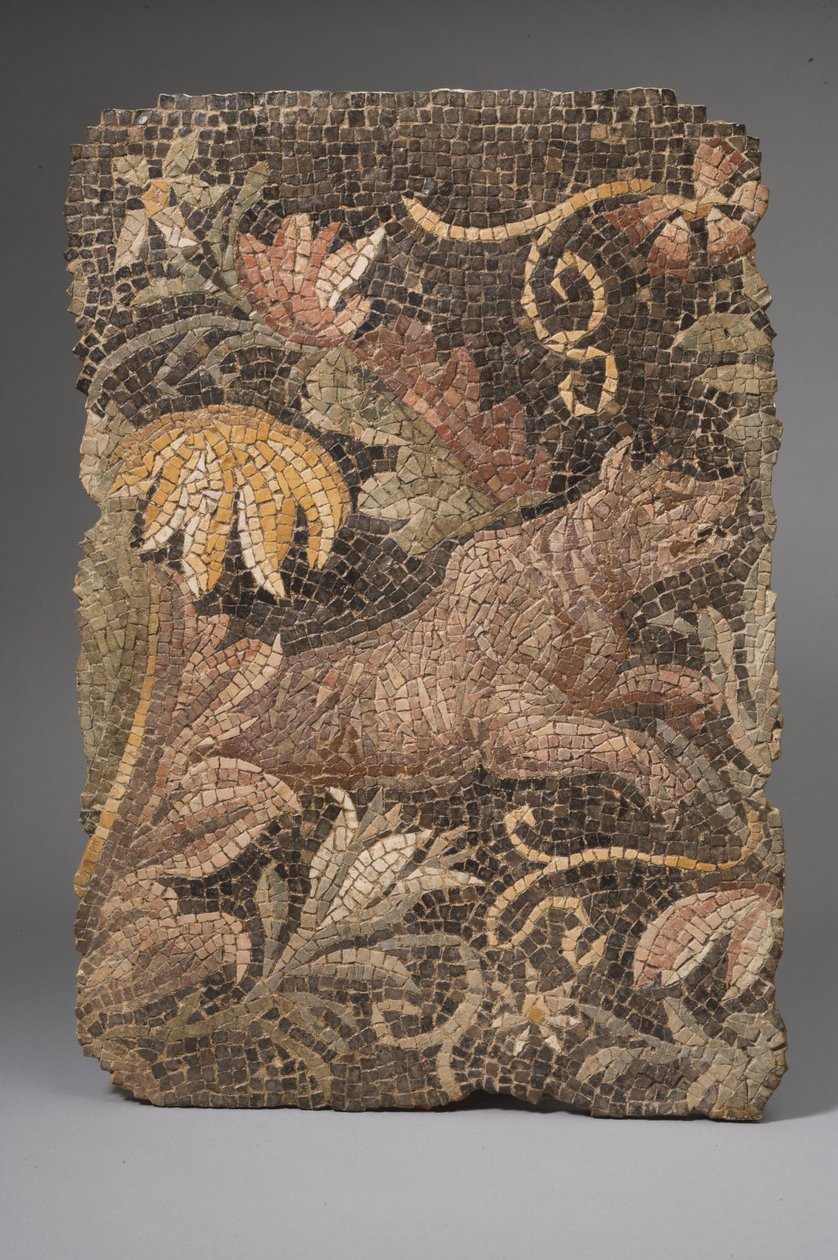 Fragment av en mosaikk som viser en ulv (mosaikk) av Roman
