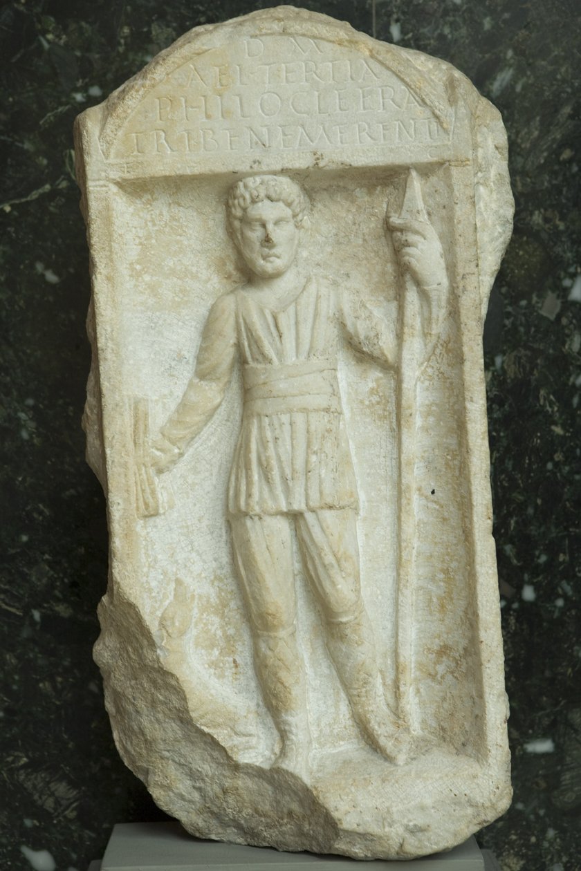 Begravelsesstela, romersk keiserperiode (30 f.Kr. 500 e.Kr.) (marmor) av Roman