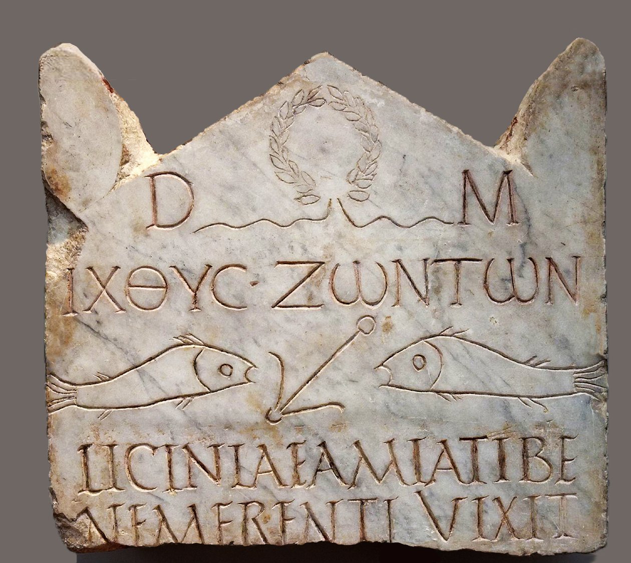 Begravelsesstele av Licinia Amias, fra området ved Vatikanets nekropolis, Roma (marmor) av Roman