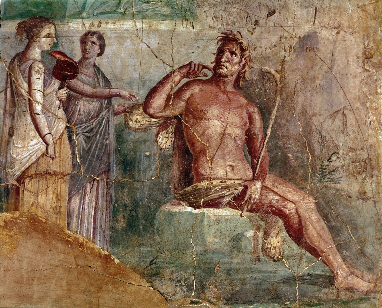 Galatea, med vifte, og Polyphemus, fra Pompeii, 60-80 e.Kr av Roman