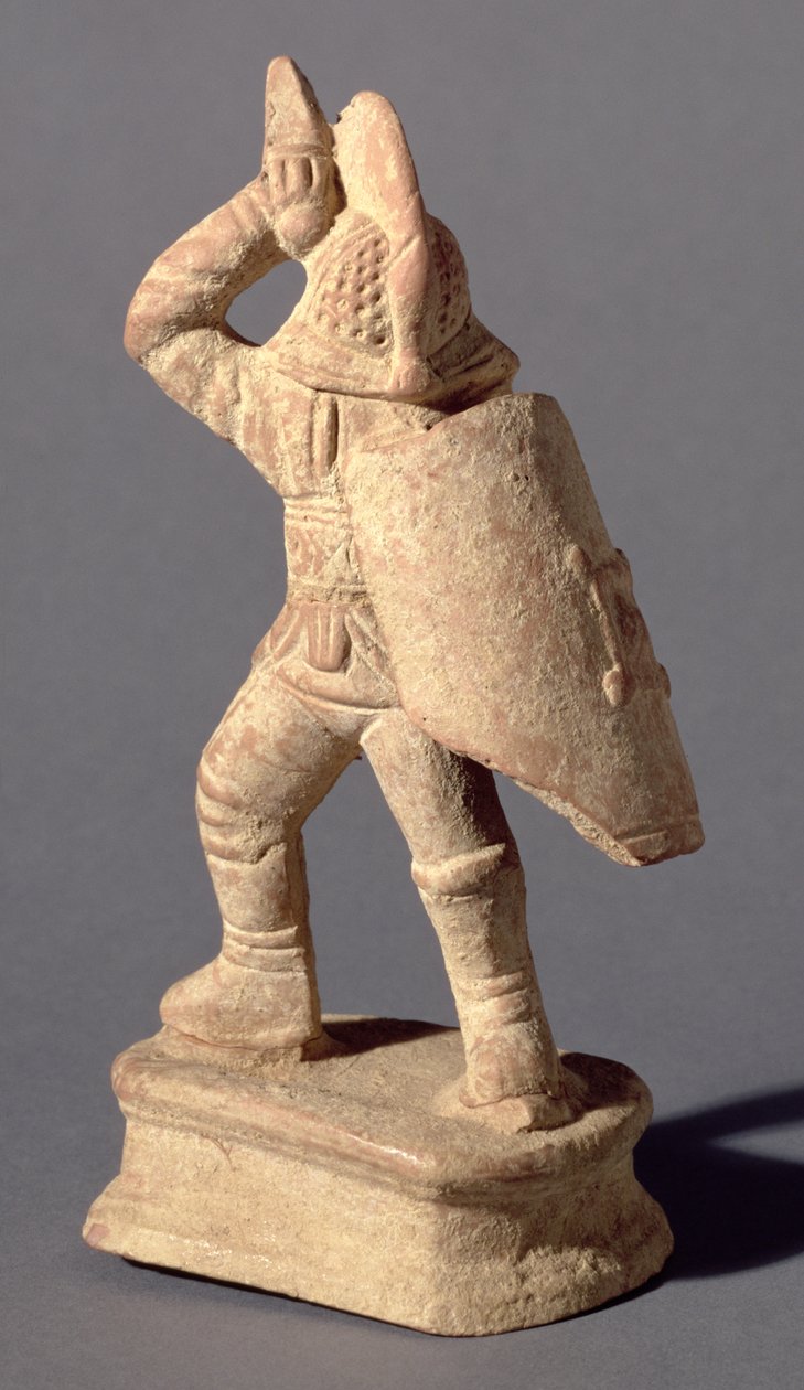 Gladiator iført Samnite Armour, 1. eller 2. århundre e.Kr. (leire) av Roman