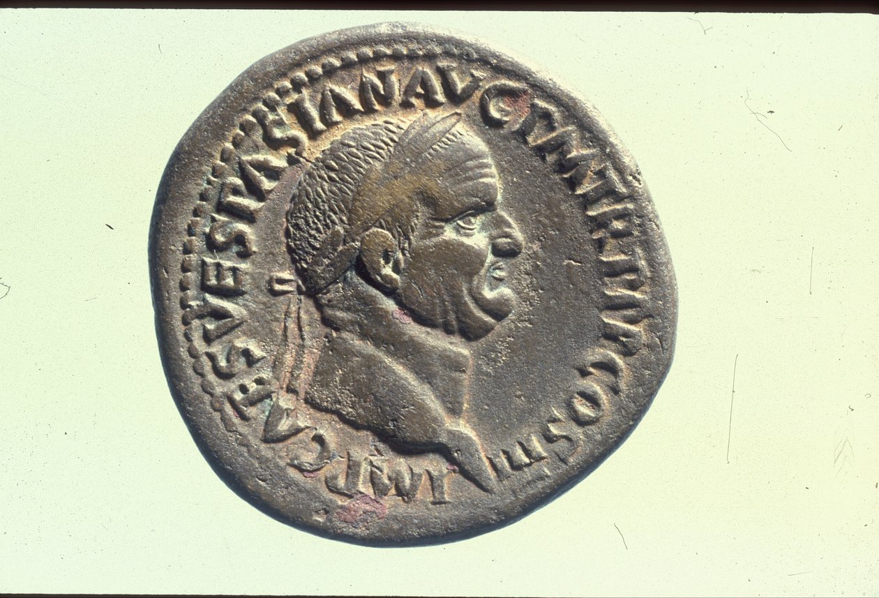 Keisermynt som viser keiser Vespasian (bronse) (se 398242 for baksiden) av Roman