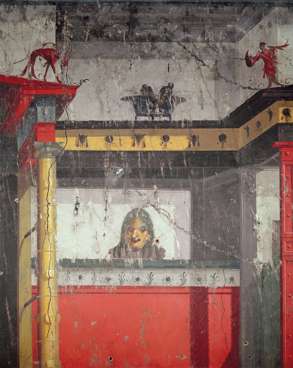 Innervegg med illusjonistisk maleri, 25 f.Kr. - 25. e.Kr av Roman