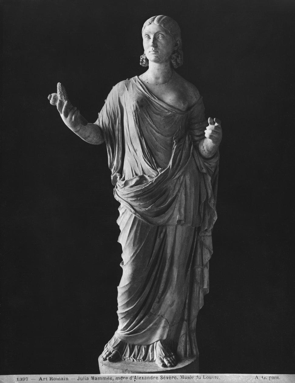 Julia Mamaea (180-235 e.Kr.) mor til keiser Severus Alexander (205-235 e.Kr.) ca. 230 (marmor) av Roman