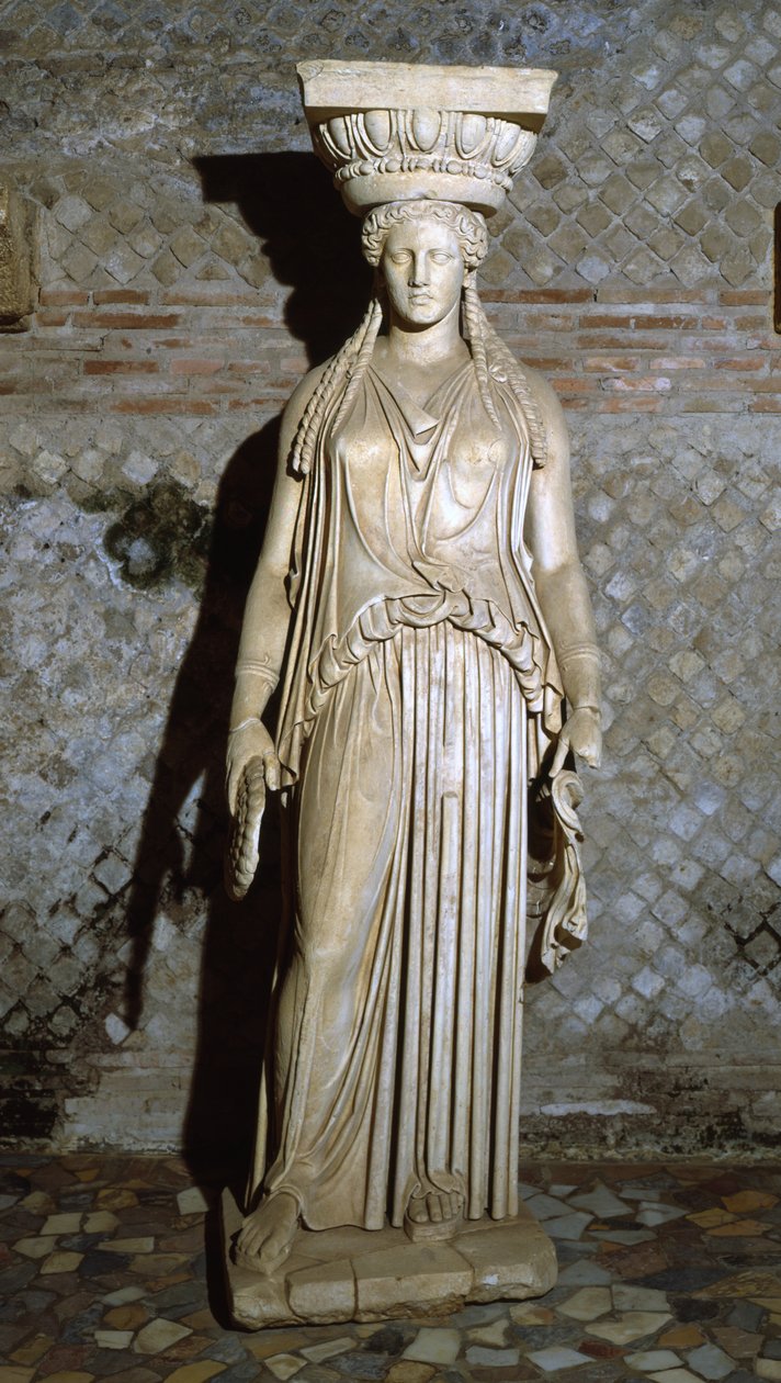 Kore, kopi av en karyatid fra Erechtheion i Athen (marmor) av Roman
