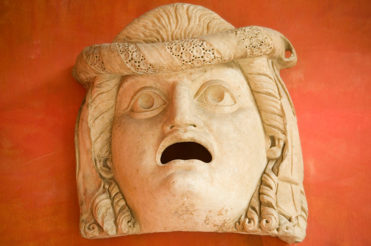 Maske med åpen munn, romersk keiserperiode (30 f.Kr.-500 e.Kr.) (marmor) av Roman