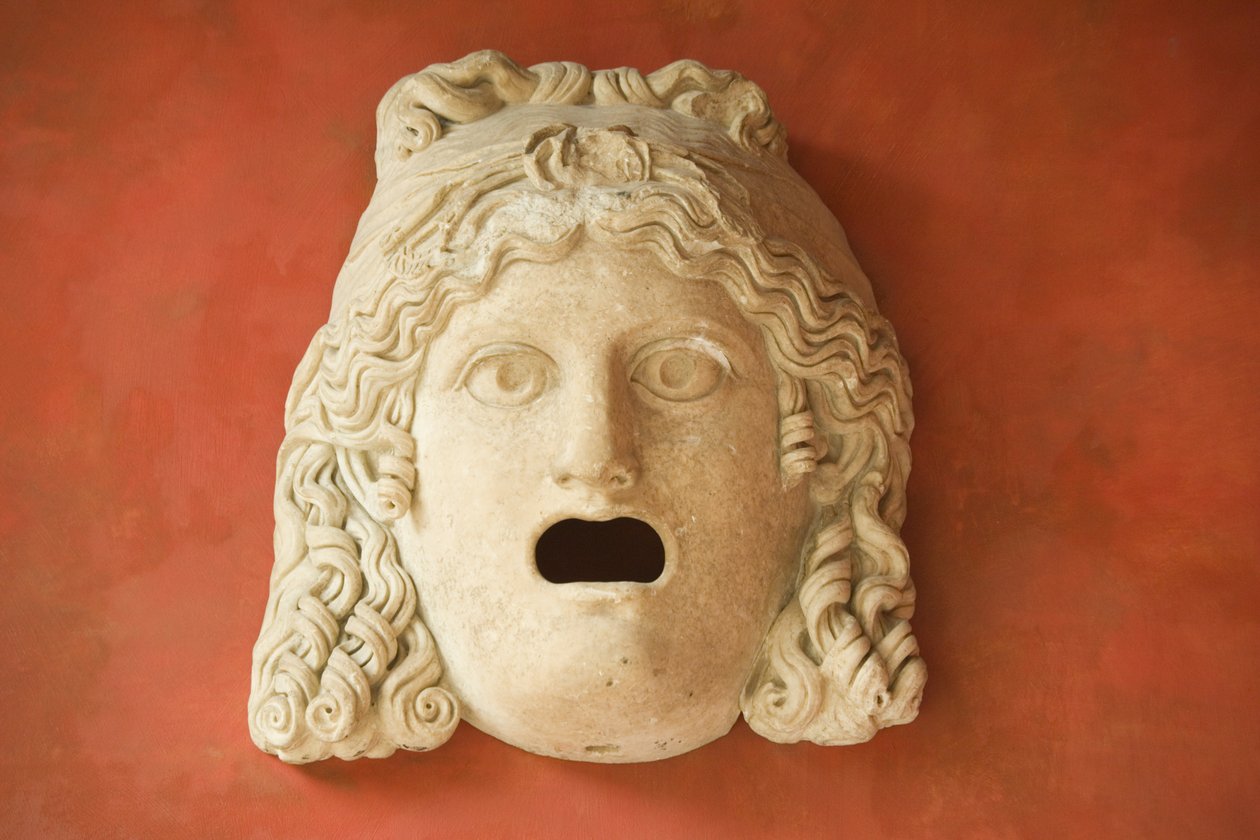 Maske med åpen munn, romersk keiserperiode (30 f.Kr.-500 e.Kr.) (marmor) av Roman