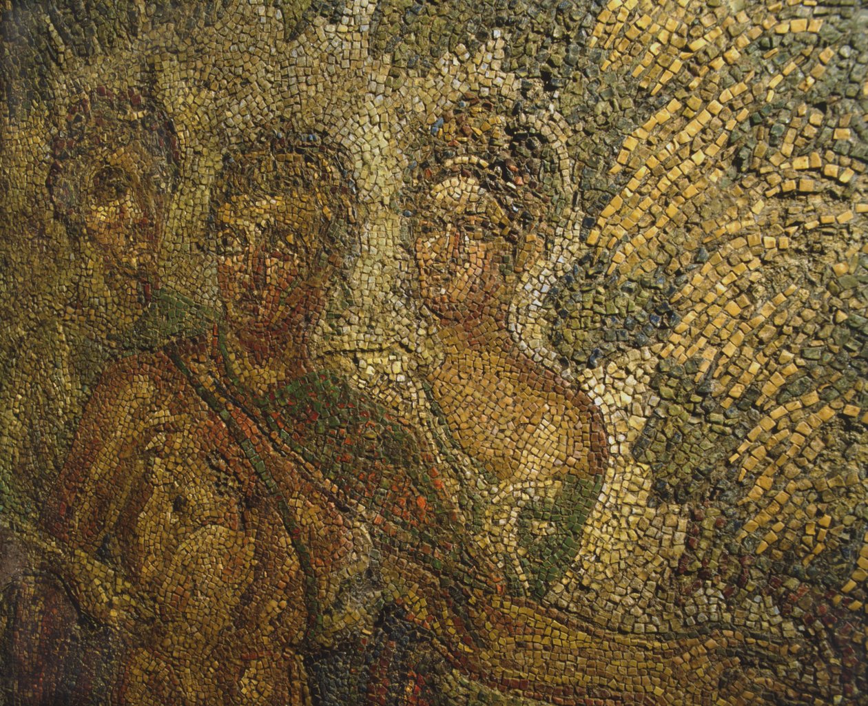 Mosaikk fra en gammel bygning under brakkene til Cuirassiers ved Quirinale, Roma (mosaikk) av Roman
