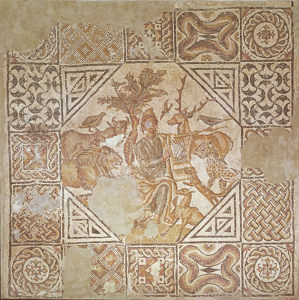 Orpheus Charming the Animals (mosaikk) av Roman