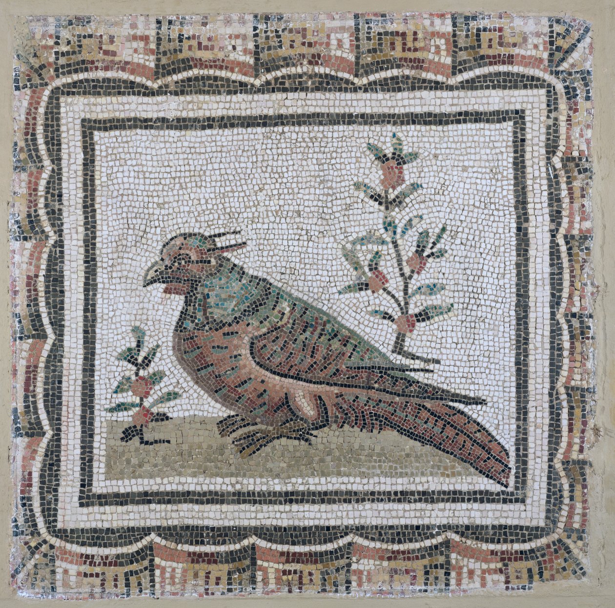 Fortau som viser en fasan (mosaikk) av Roman