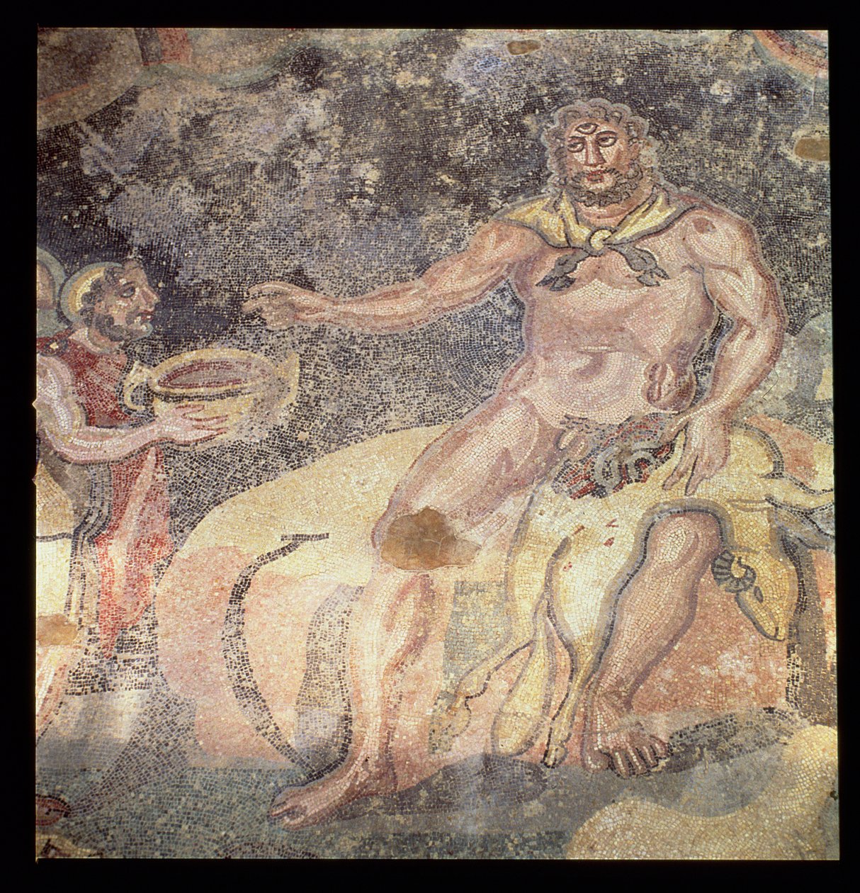 Kyklopen Polyfemus, romersk mosaikk, tidlig på 400-tallet e.Kr. (mosaikk) av Roman