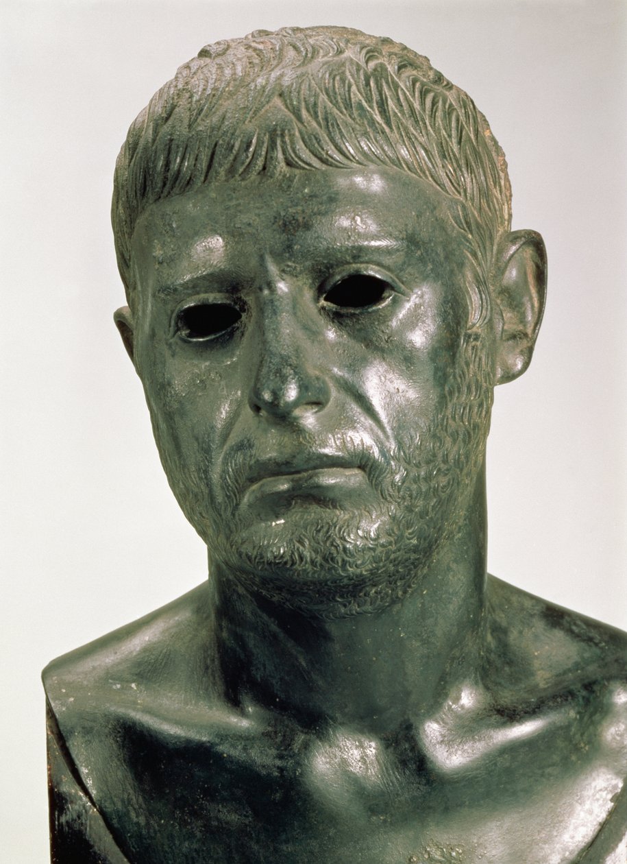 Portrett av en ukjent romersk kriger, 30 e.Kr. (bronse) av Roman