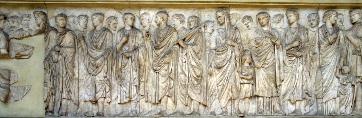 Prosesjon, sørveggen til Ara Pacis (marmor) av Roman
