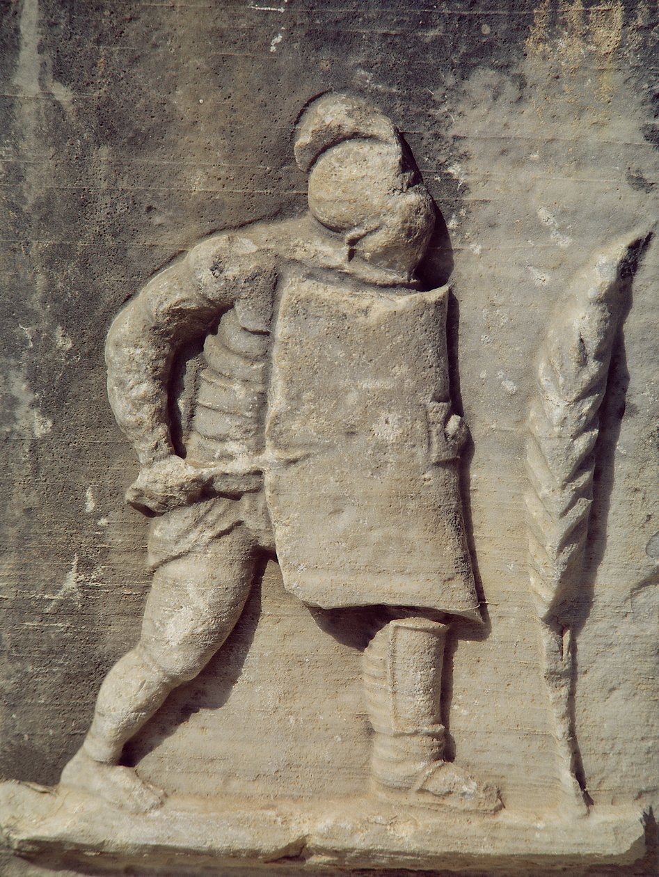 Relieff som viser en romersk soldat (marmor) av Roman