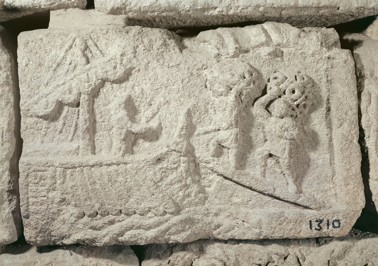 Relieff som viser lasting av et handelsskip, fra en grav av Roman