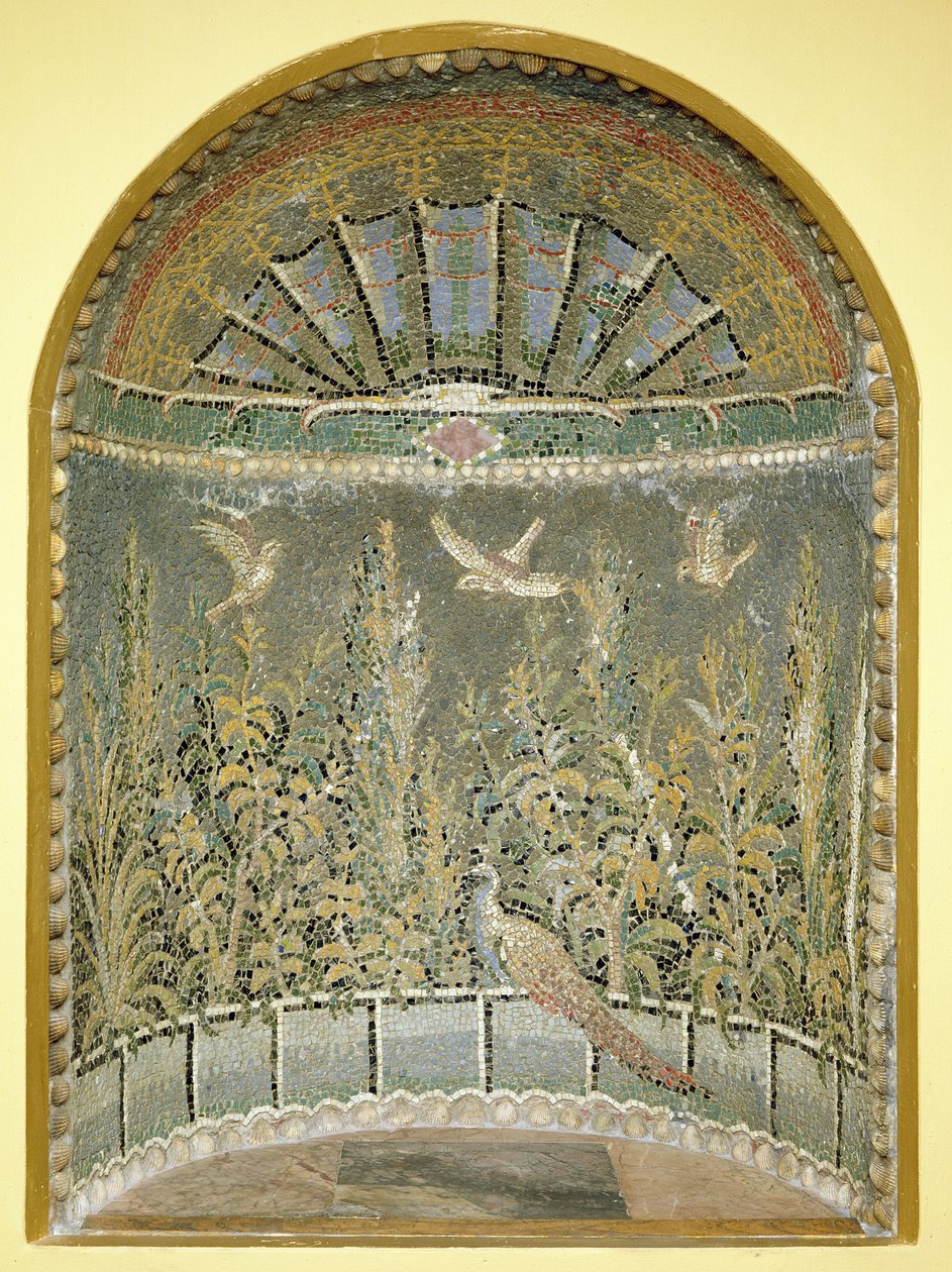 Romersk mosaikkfontenenisje, 1. e.Kr. (mosaikk) av Roman