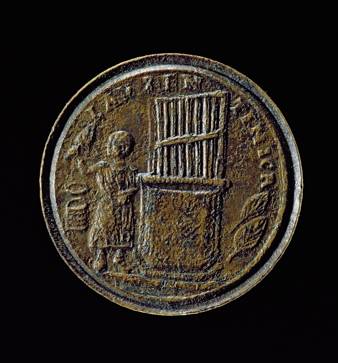 Romersk mynt som viser et orgel (bronse) av Roman