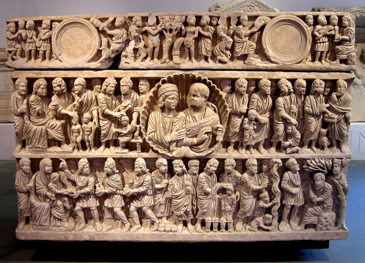 Sarkofag av Kristi mirakler, ca. 375 (marmor) av Roman