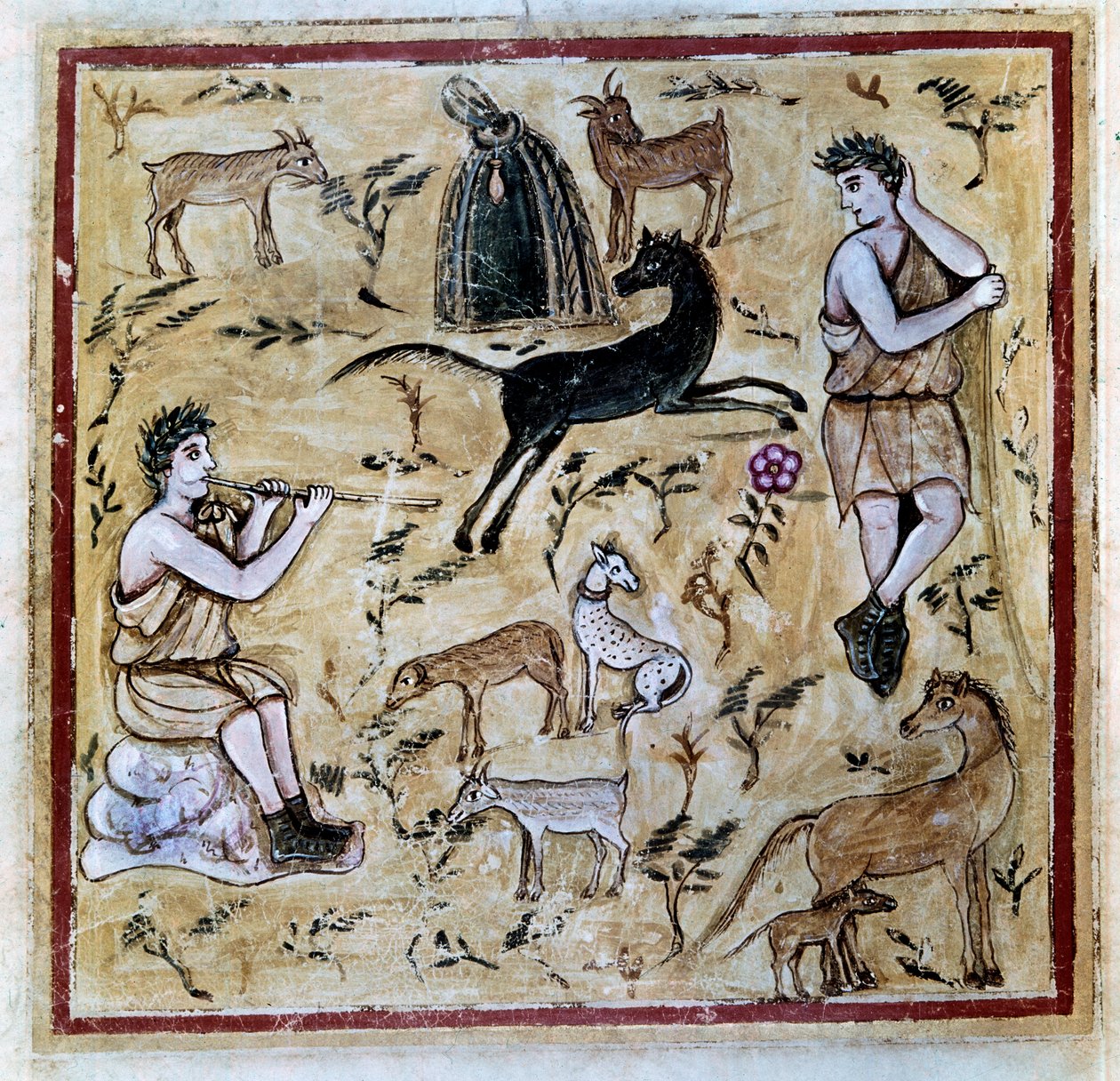 Hyrder med flokkene sine, illustrasjon fra Codex Vergilius Romanus av Roman