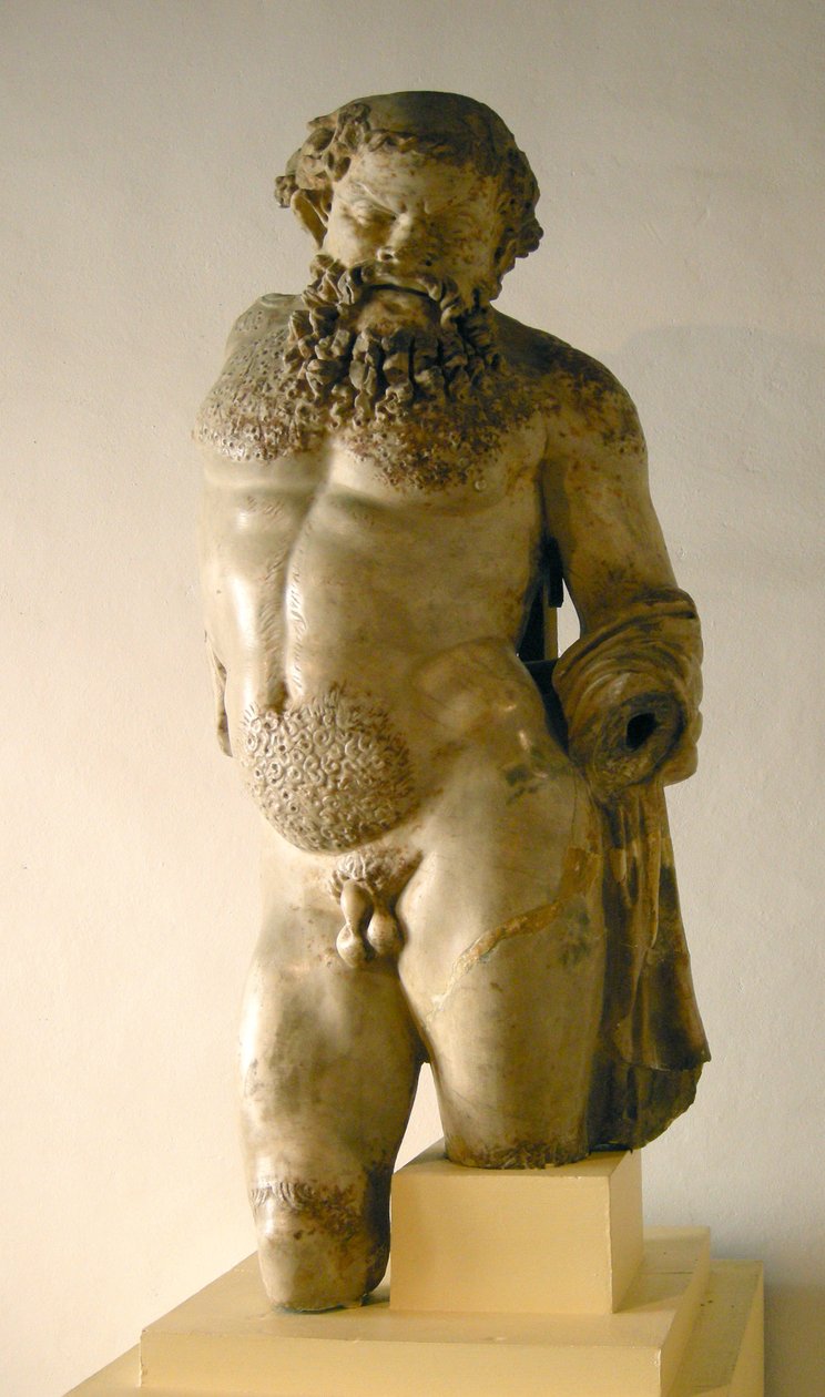 Silenus, full, kopi av en gresk original (marmor) av Roman