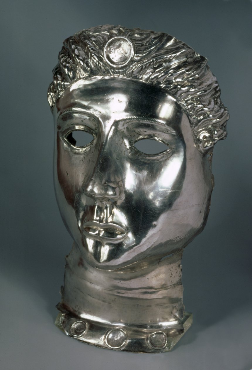 Sølvmaske, romersk, 1. halvdel av 3. århundre e.Kr. (sølv) av Roman