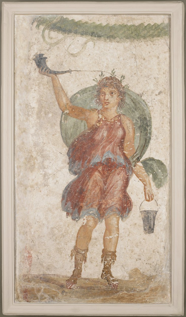 Stående guddom som holder et horn og en bøtte, fra Pompeii av Roman