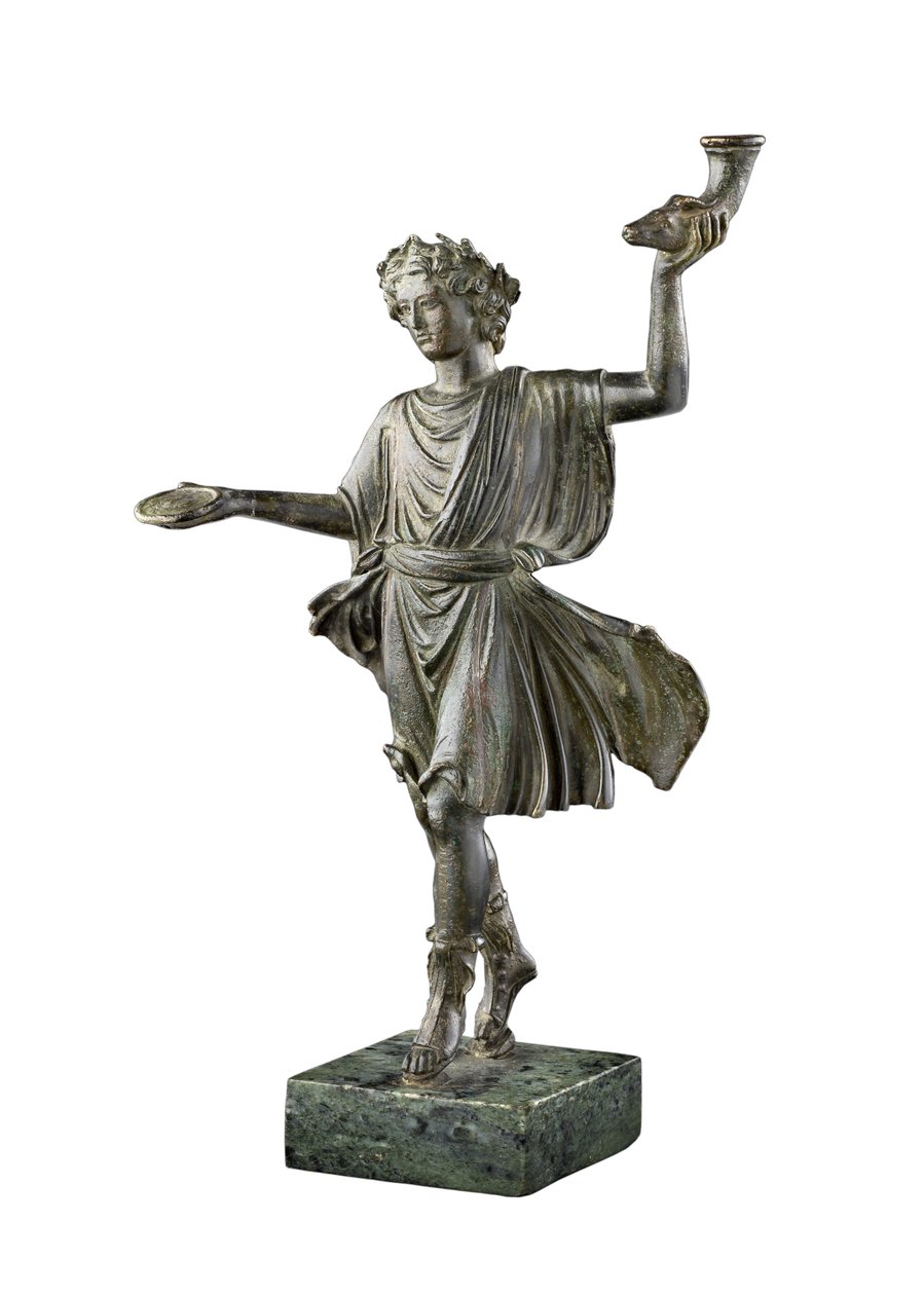 Statuett av Lar, guddom for hjemmet og familien, 1. århundre (bronse) av Roman