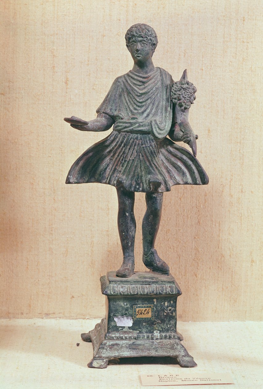 Statuett av Lar, funnet nær Vesuv (bronse) av Roman