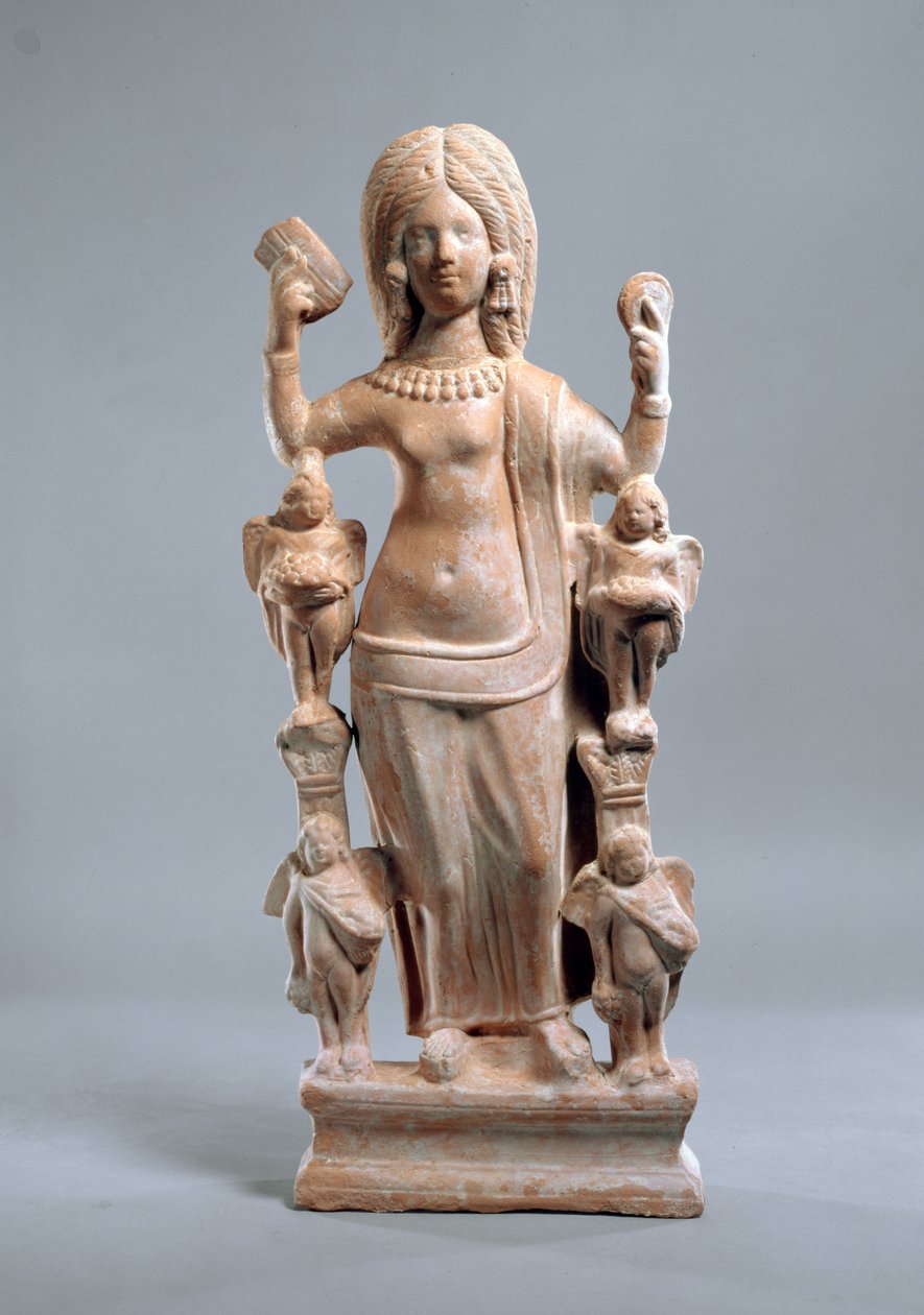 Statuett av en kvinne (kanskje Venus) som holder en kam og et speil, 3. århundre (terrakotta) av Roman