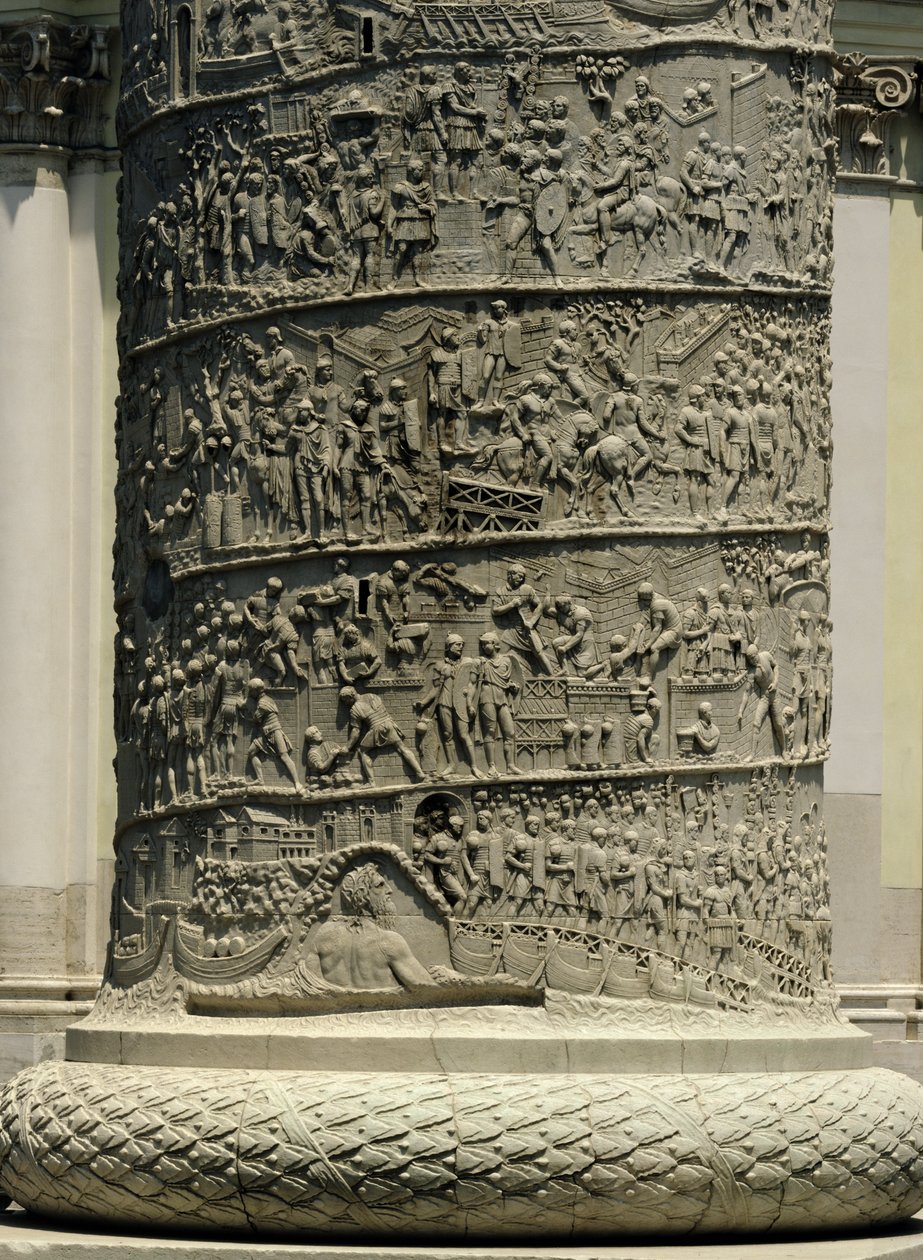 Kampen mot Dacierne, detalj fra Trajans søyle, 113 AD (kalkstein) av Roman