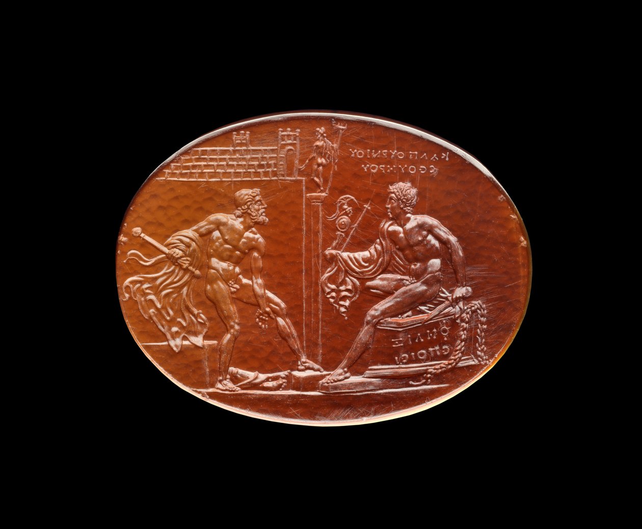 Felix Gem, som viser Ulysses og Diomede som griper et bilde av Athena fra Troja, 1. århundre (edelsten) av Roman