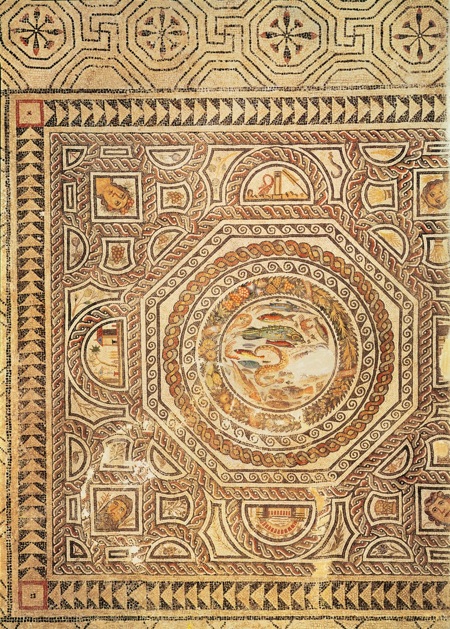 De fire årstidene, fra Vega Baja (mosaikk) av Roman