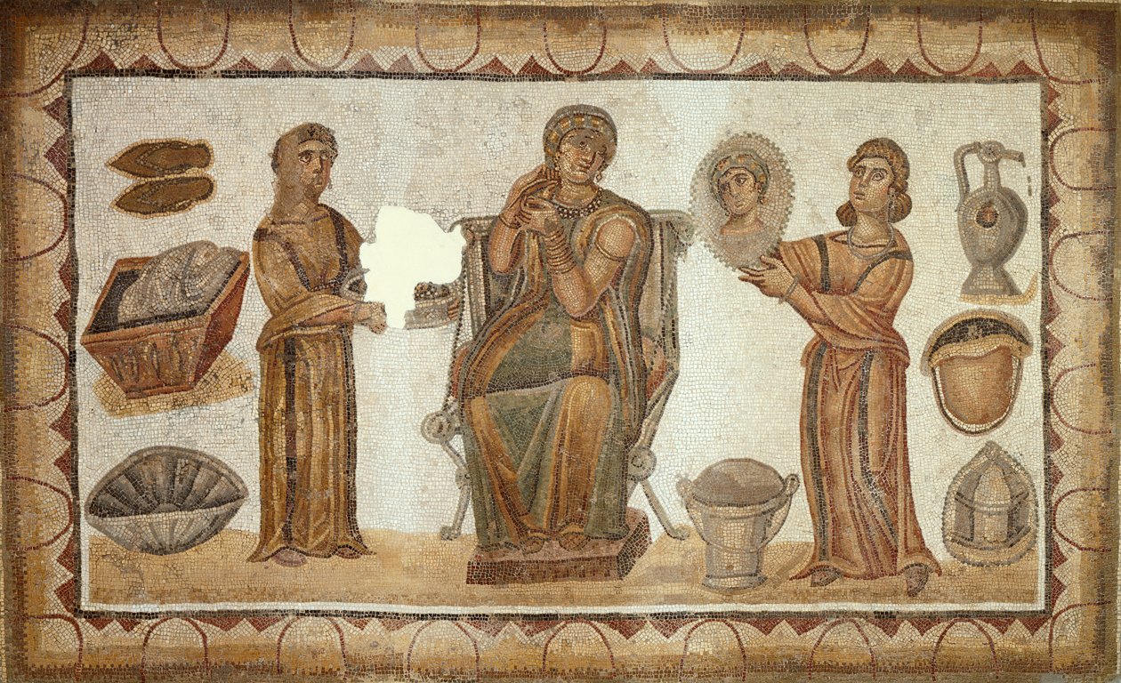 Kvinnen til Sidi Ghrib på toalettet hennes (mosaikk) av Roman