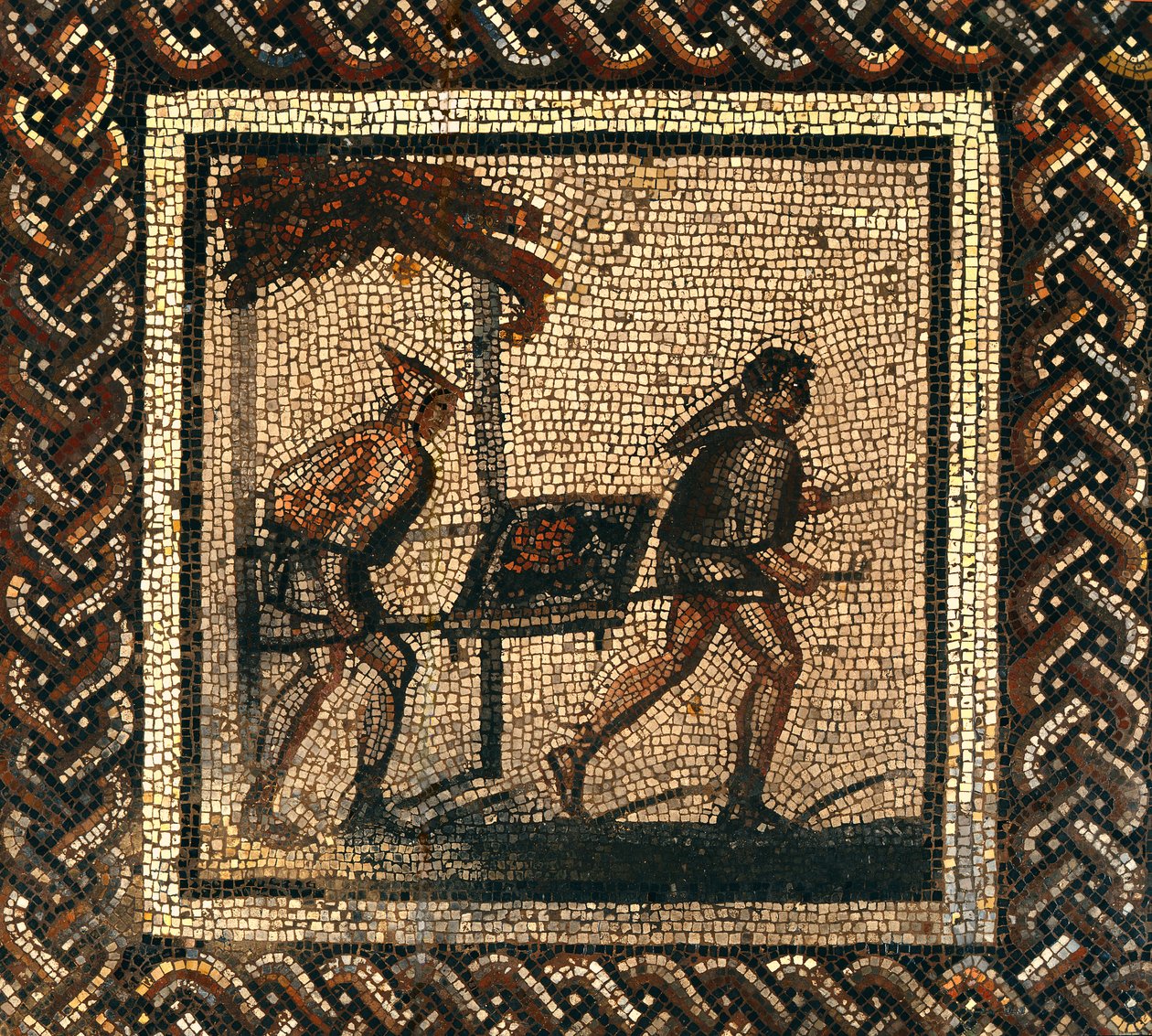 Transport av gjødsel, fra Saint-Romain-en-Gal (mosaikk) av Roman