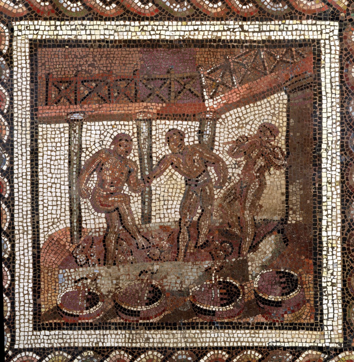 Tredende druer, fra Saint-Roman-en-Gal (mosaikk) av Roman
