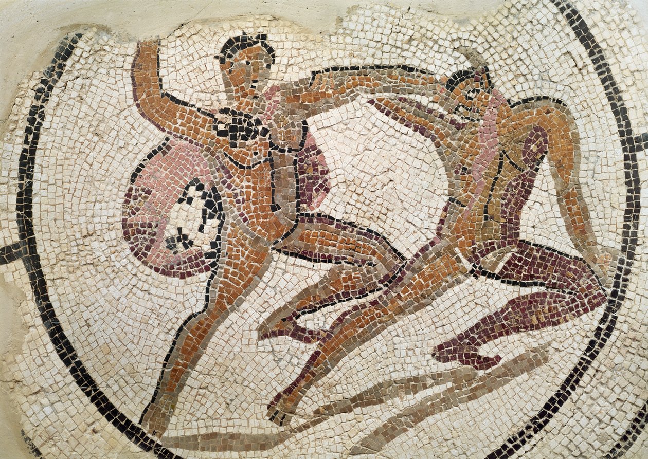 To gladiatorer som kjemper (mosaikk) av Roman