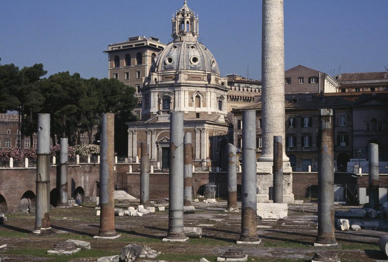 Utsikt over Forum og Trajans søyle, 113 e.Kr av Roman