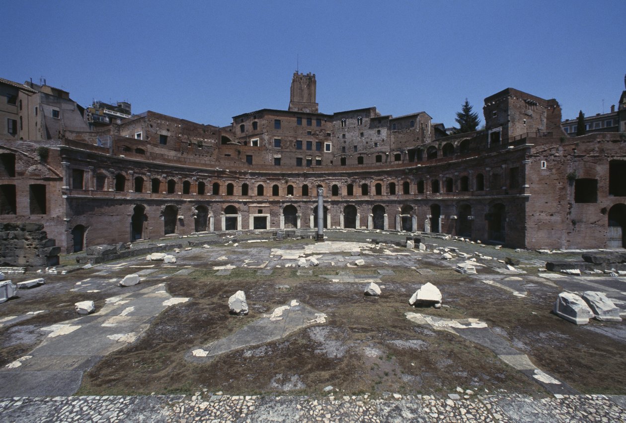 Utsikt over Forum of Trajan, bygget 107-112 av Roman