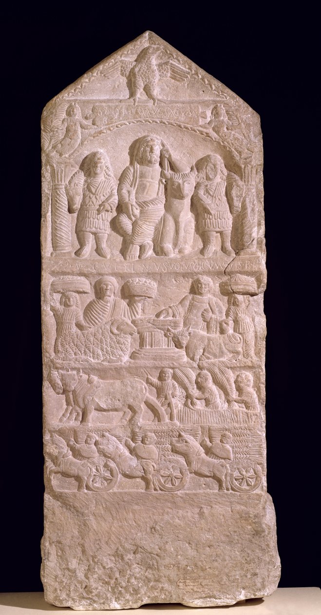 Votiv stela dedikert til Saturn, Boglio Stela, 3.-4. århundre (kalkstein) av Roman