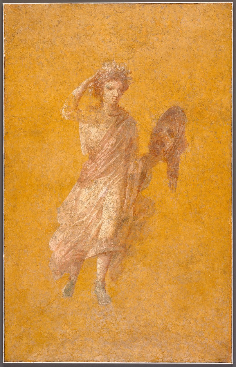 Veggfragment av en muse, 1-75 e.Kr. (gips og pigment) av Roman